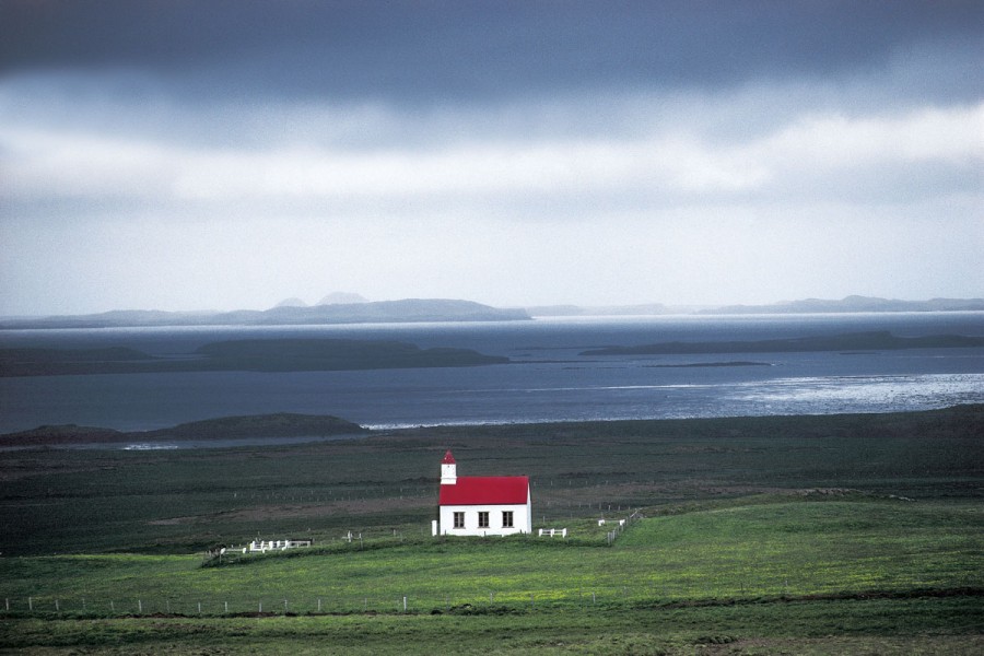 Iceland, Snaefellsnes peninsula, Narfeyri church